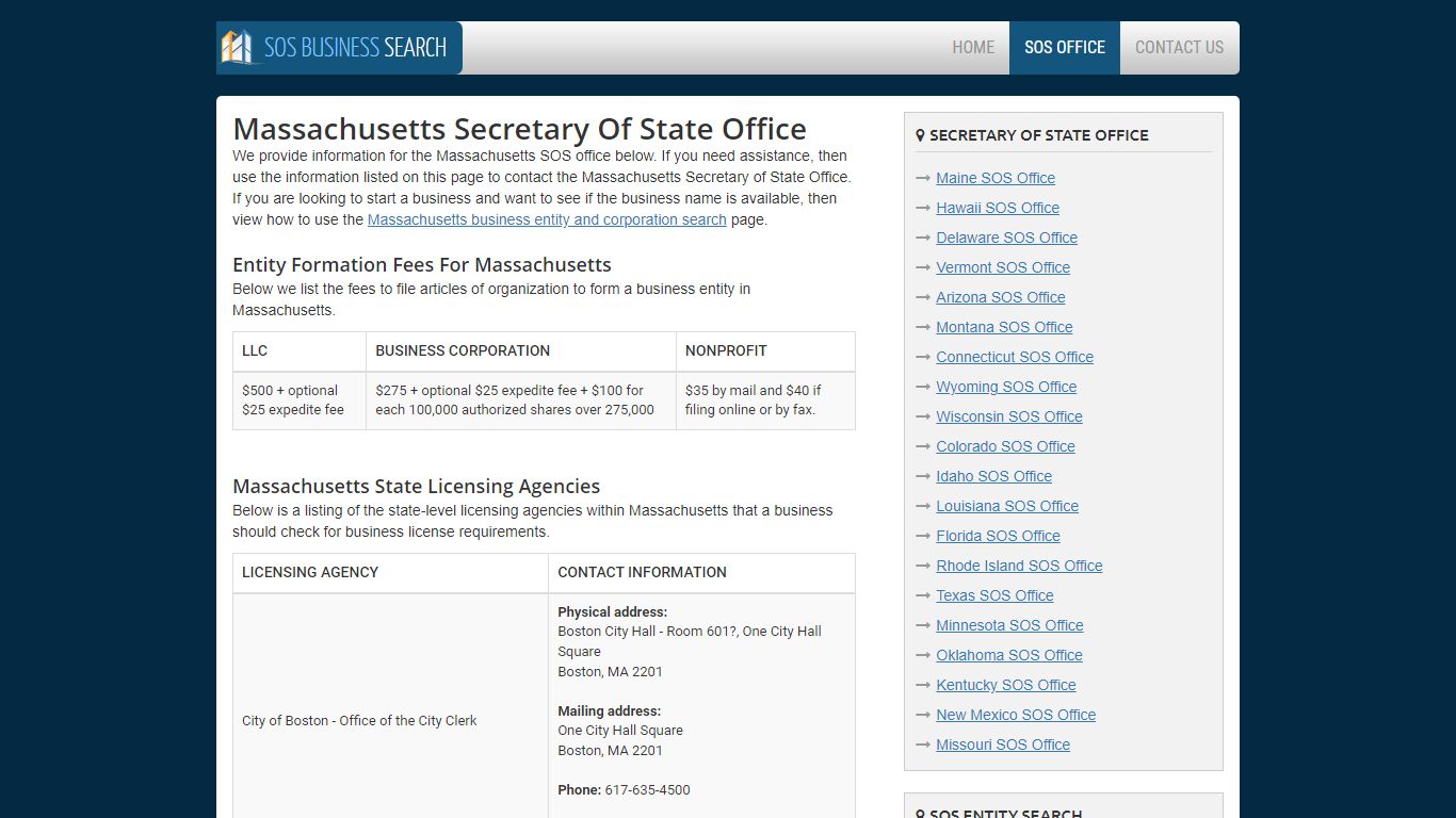 Massachusetts SOS Office